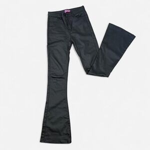 Edikted black flare faux leather pants Size M